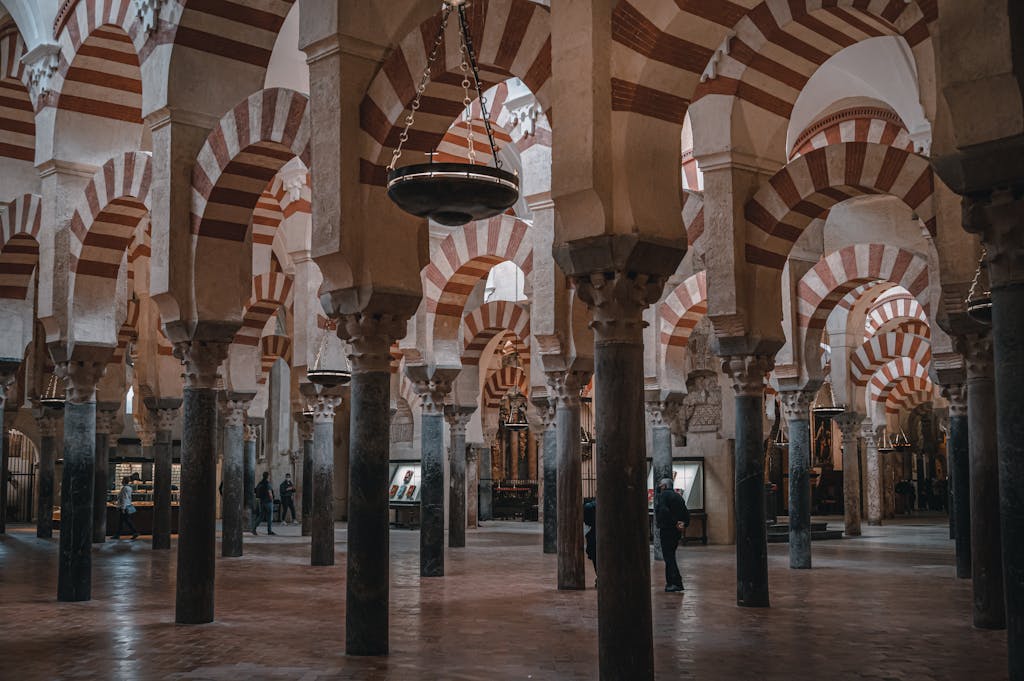 Columns in the Mosque–Cathedral of Córdoba, Andalusia, Spain