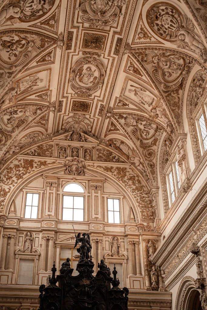 Photo of the Ornamental Ceiling of the Mosque-Cathedral of Cordoba, Spain