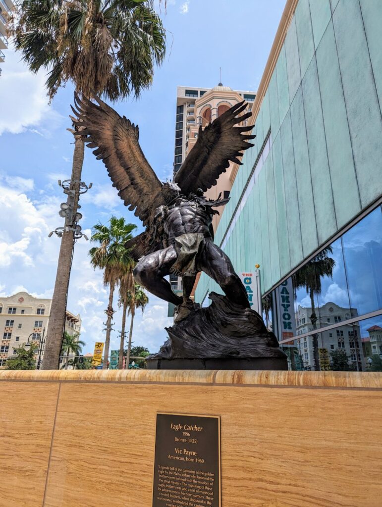 the james museum statue outside st pete florida