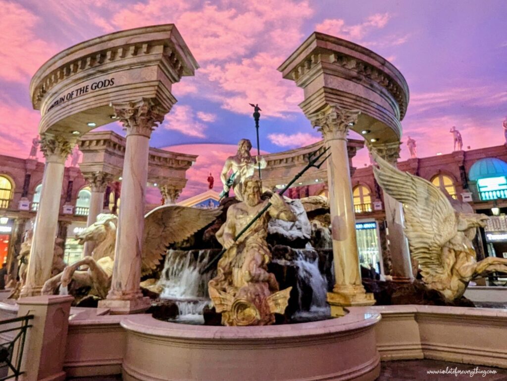 the fountain of gods statues at caesars palace hotel las vegas