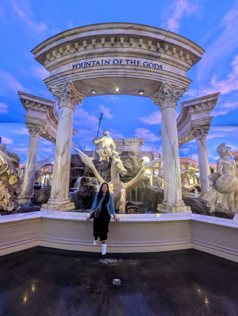 the fountain of gods statues at caesars palace hotel las vegas