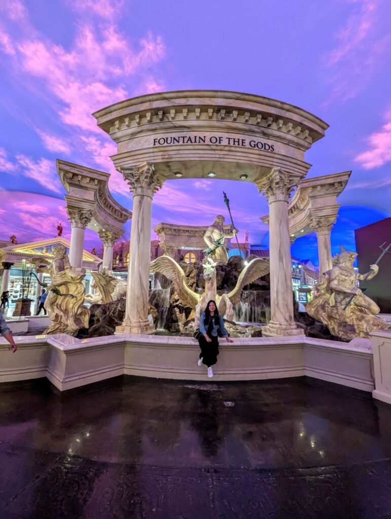 the fountain of gods statues at caesars palace hotel las vegas