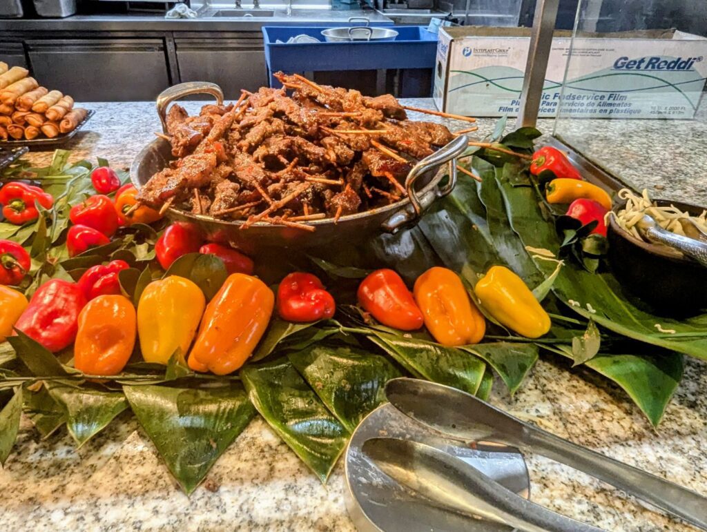 filipino barbeque in skewers at bacchanal buffet caesars palace las vegas