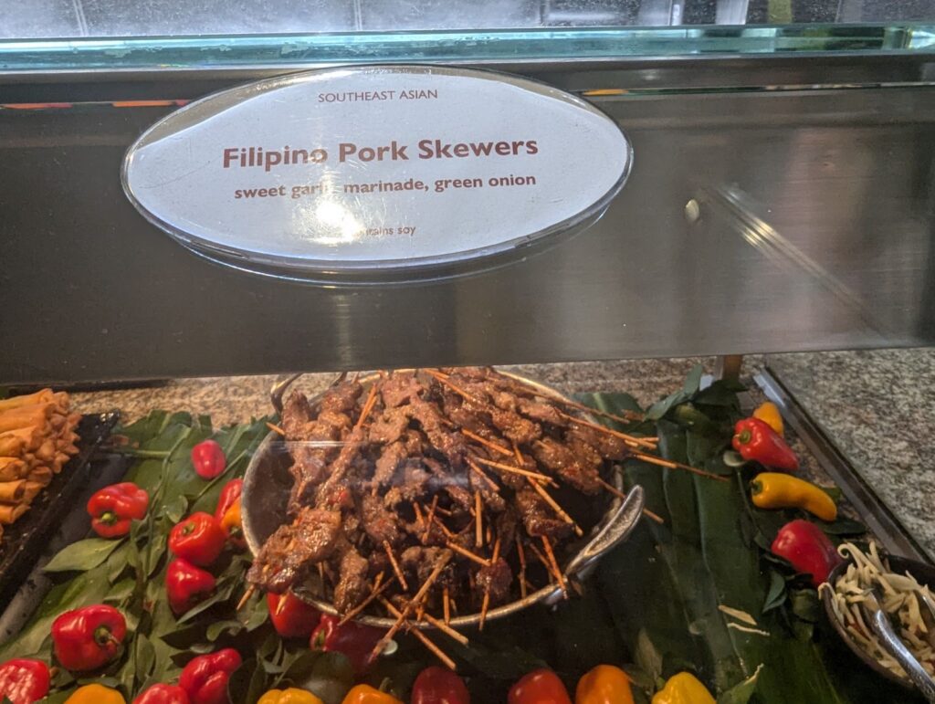 filipino barbeque in skewers at bacchanal buffet caesars palace las vegas