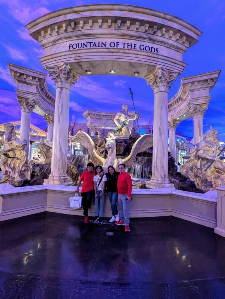 the fountain of gods statues at caesars palace hotel las vegas