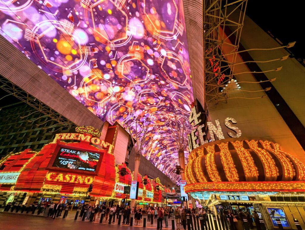 Fremont street experience at night in Las Vegas