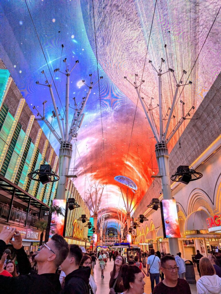 Fremont street experience at night in Las Vegas