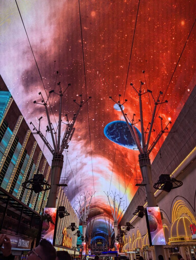 Fremont street experience at night in Las Vegas