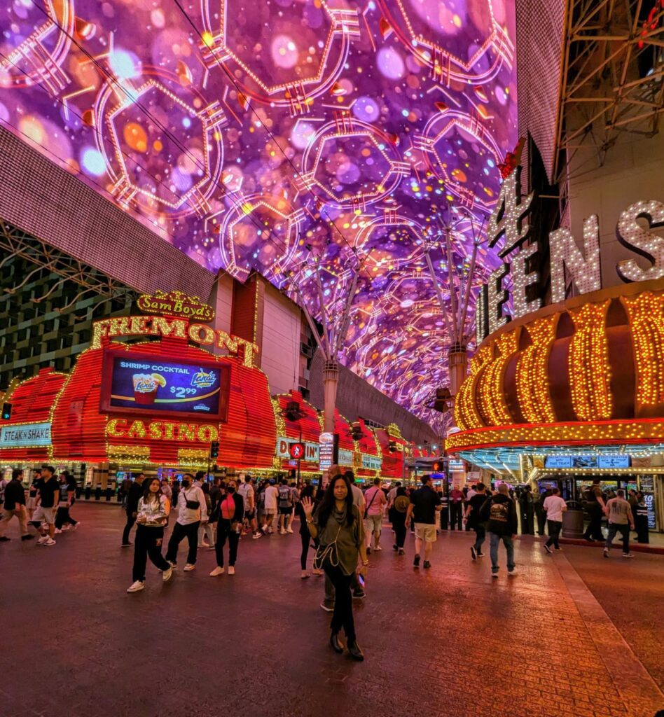 Fremont street experience at night in Las Vegas