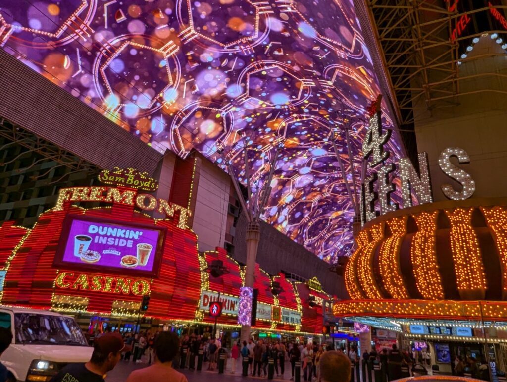 Fremont street experience at night in Las Vegas