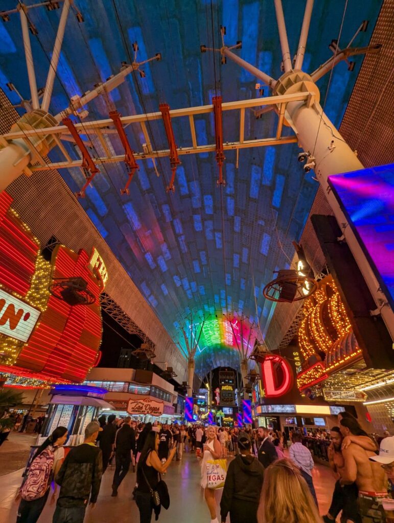 Fremont street experience at night in Las Vegas