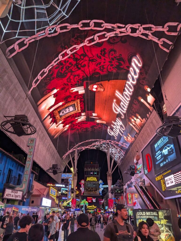 Fremont street experience at night in Las Vegas