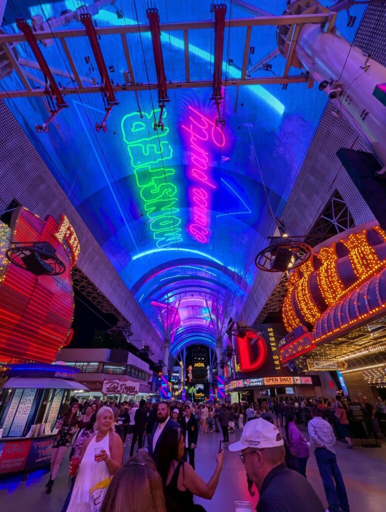 Fremont street experience at night in Las Vegas