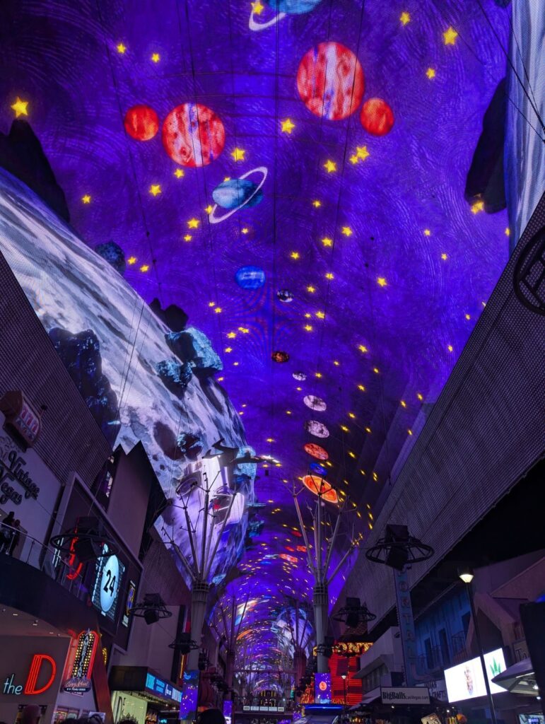 Fremont street experience at night in Las Vegas