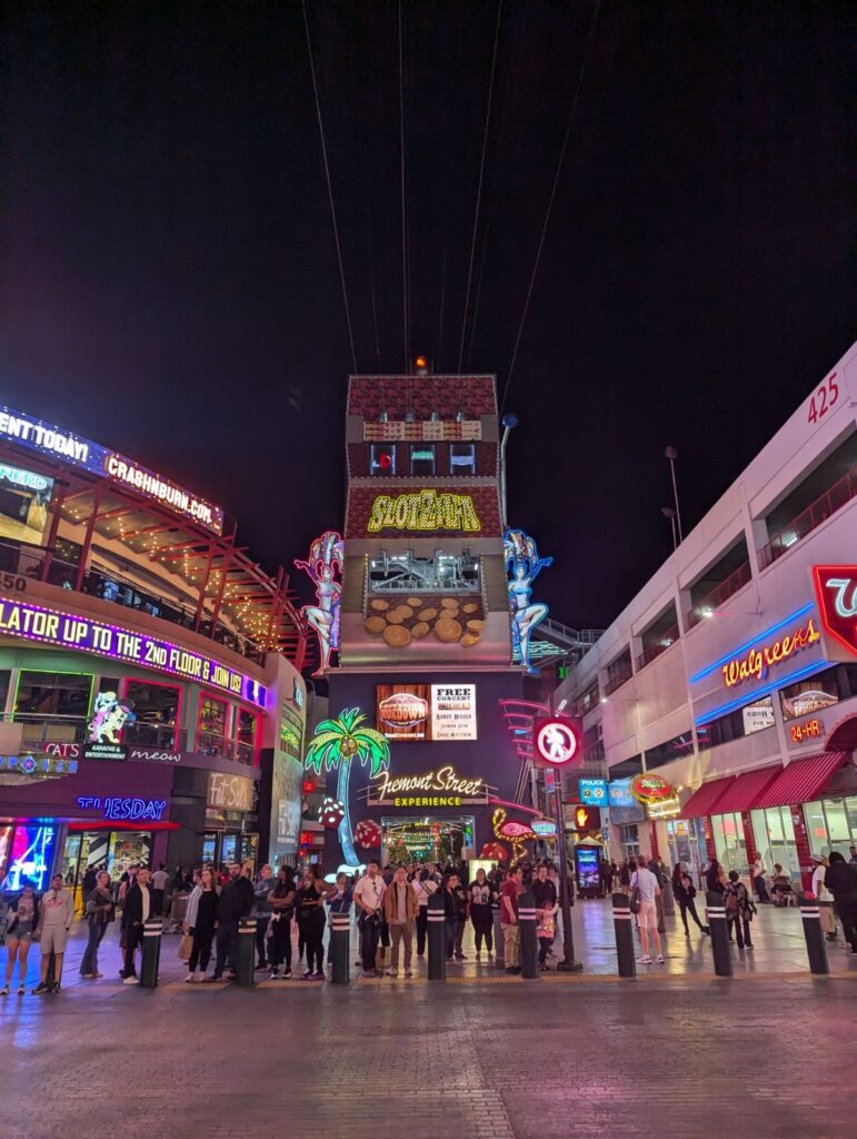 Fremont street experience at night in Las Vegas