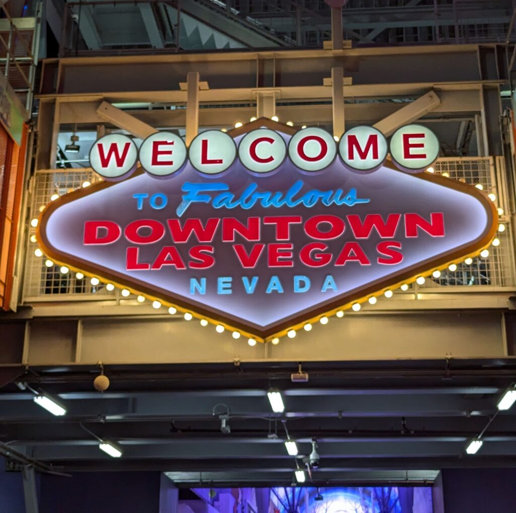 Fremont street experience at night in Las Vegas